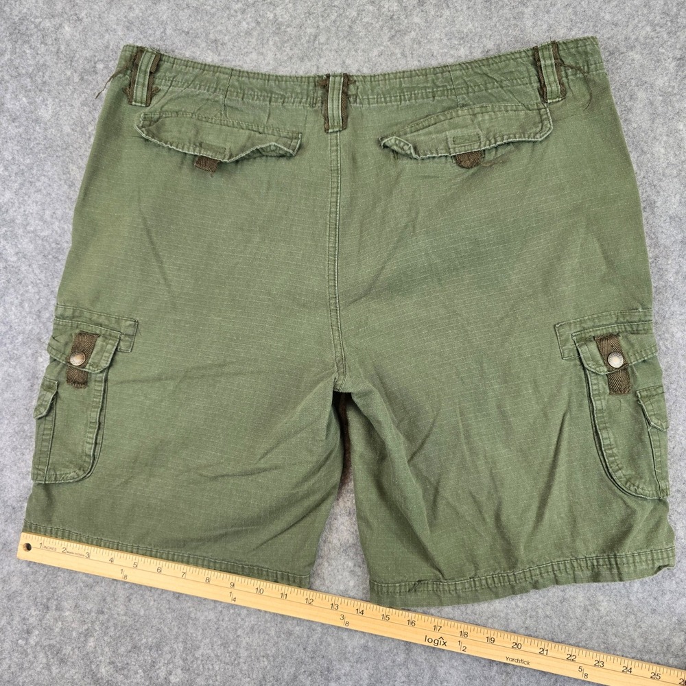 Stanley Cargo Shorts Mens 36 Olive Green Relaxed Fit Ripstop Utility Workwear - Picture 7 of 9